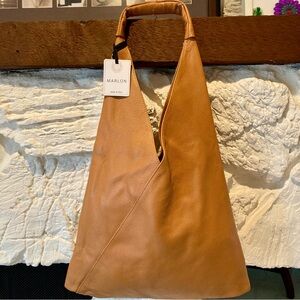 NWT Marlon brand Italian full grain leather hobo tote bag